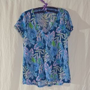 Lilly Pulitzer Floral V-Neck T-Shirt